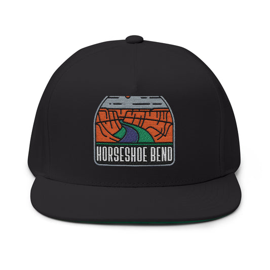 Horseshoe Bend Flat Bill Hat Outdoor Adventure Apparel Unique Scenic Design