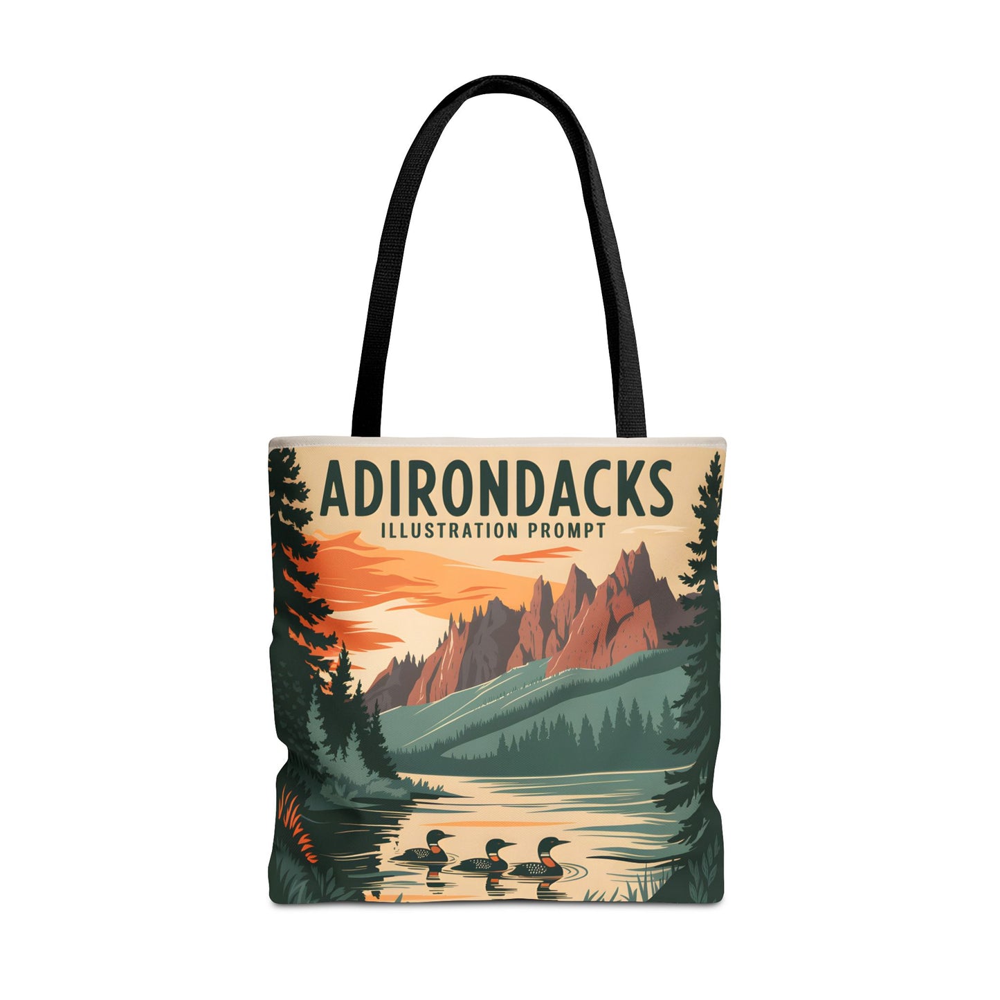 Adirondack Tote Bag Scenic Print Nature Lovers Lakeside Wildlife Design Apparel