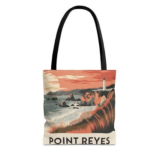 Point Reyes Tote Bag All Over Print Coastal Lighthouse National Park Style