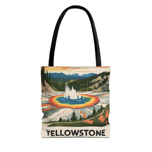 Yellowstone National Park All Over Print Tote Bag Colorful Landscape Design