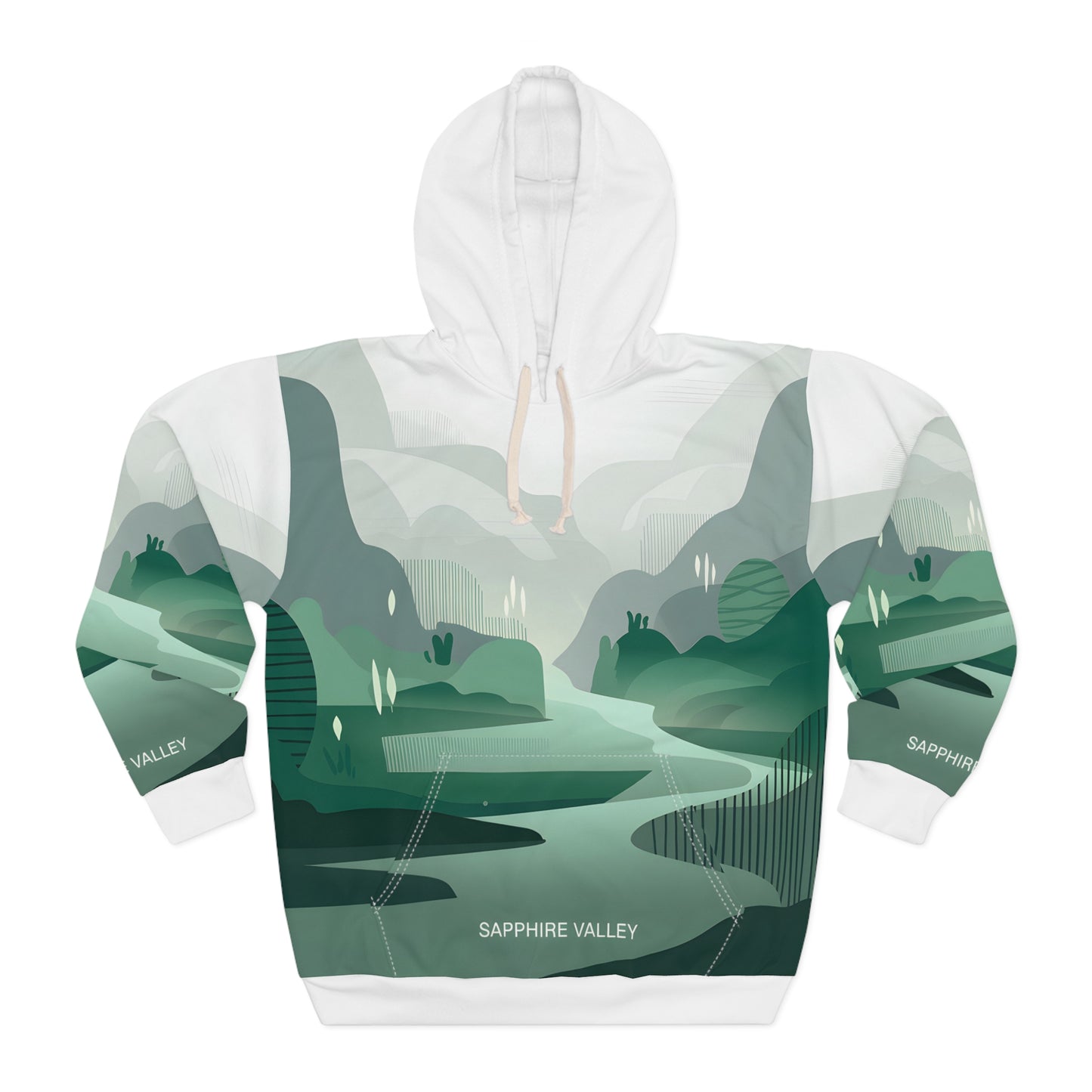 Sapphire Valley All-Over Print Hoodie Outdoor Adventure Apparel Travel Gear