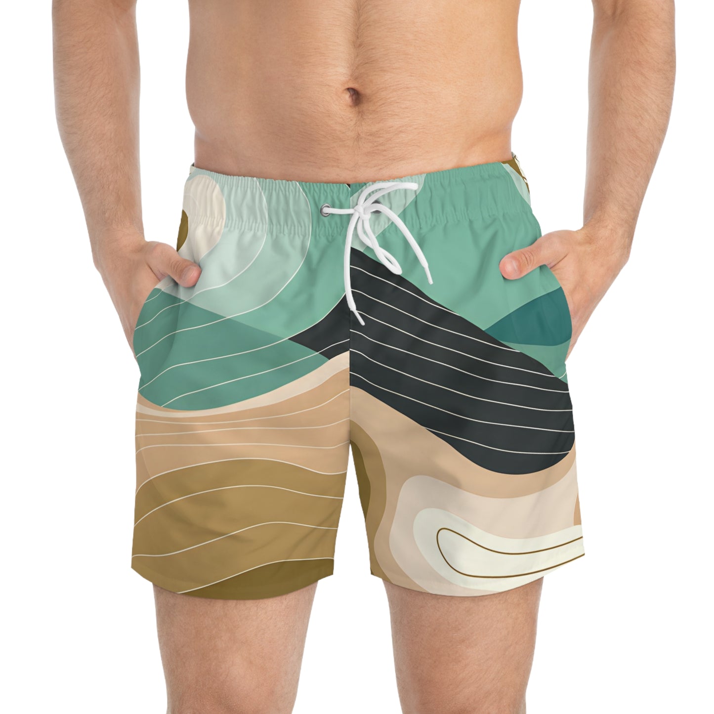 Seafoam Dreams Men's Swim Trunks Stylish Beachwear for Summer