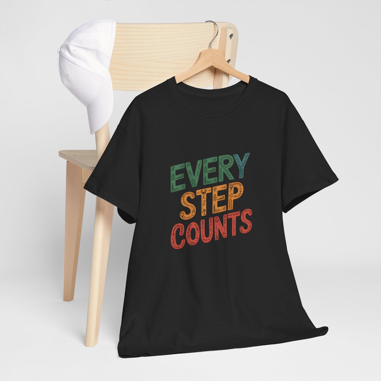 Every Step Counts Motivational Fitness Graphic T-Shirt Workout Apparel Unisex