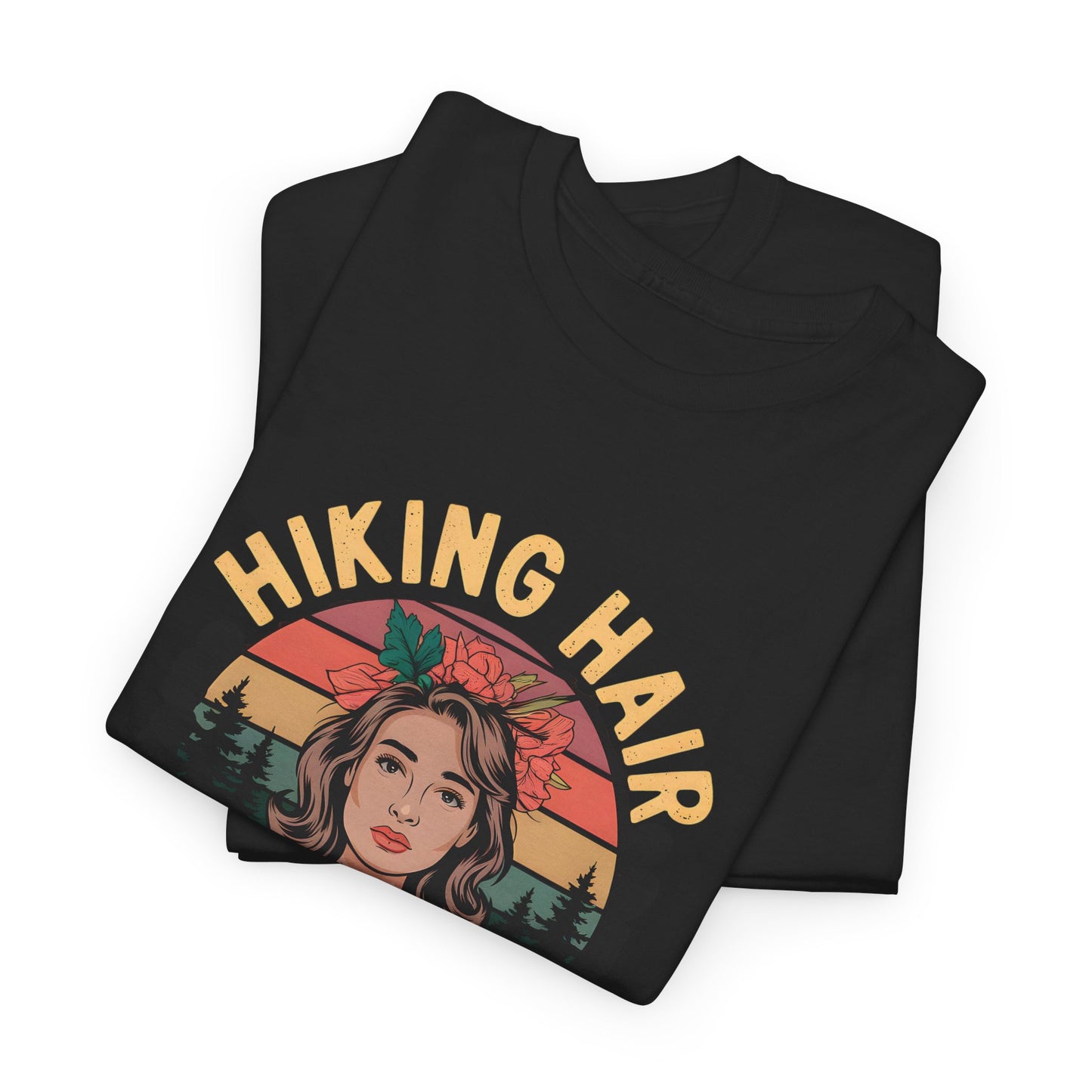 Nature Crown Hiking Hair Graphic Tee Outdoor Adventure Shirt Unisex Cotton