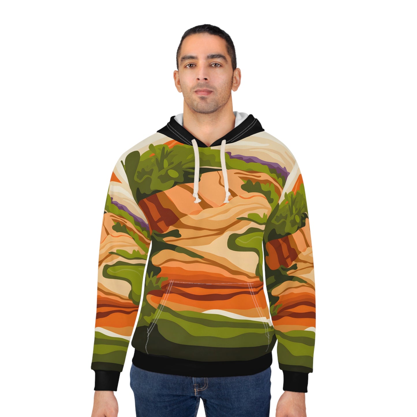 Lush Mesa Art All-Over Print Hoodie Outdoor Travel Apparel for Adventurers Wear