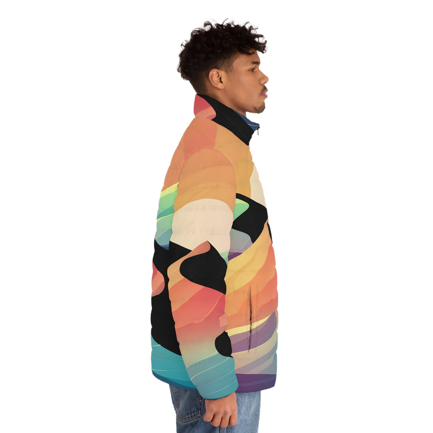 Gradient Dunes Puffer Jacket Men’s Colorful Zip Coat Warm Outdoor Adventure Wear