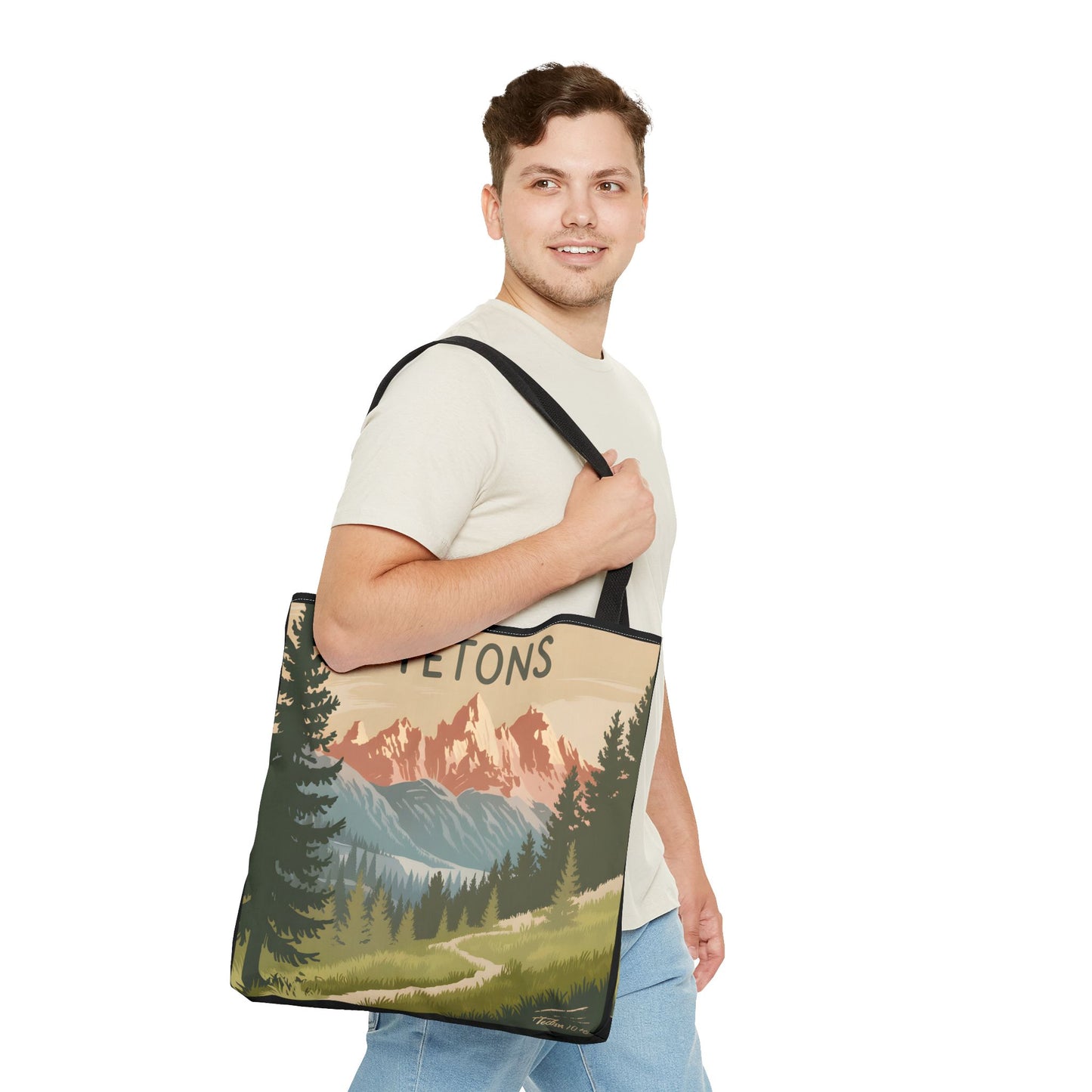 Tetons All Over Print Tote Bag Mountain Landscape Nature Eco-Friendly Apparel