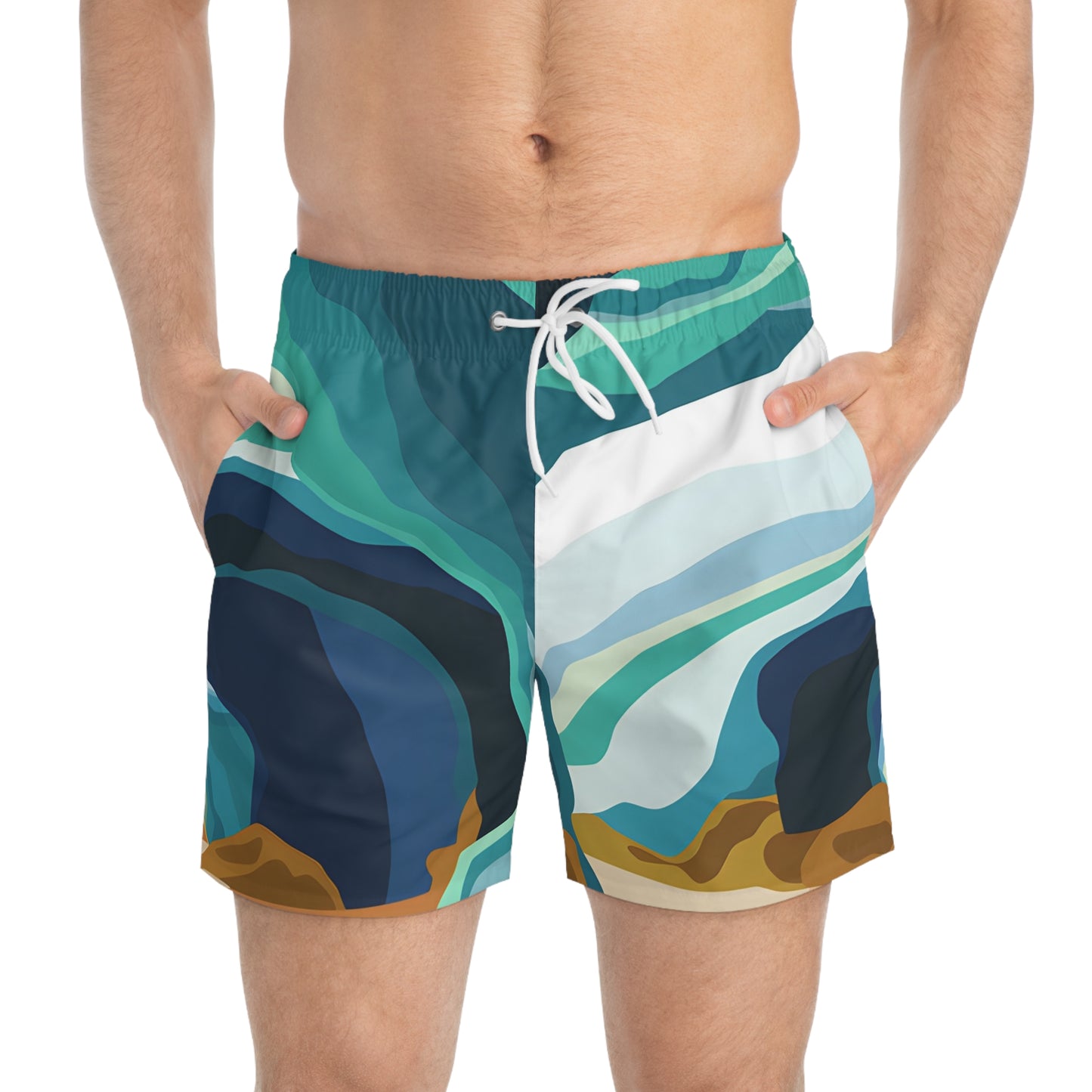 Ocean Caves Swim Trunks Men’s Beach Shorts Quick Dry Surf Boardshorts Retro