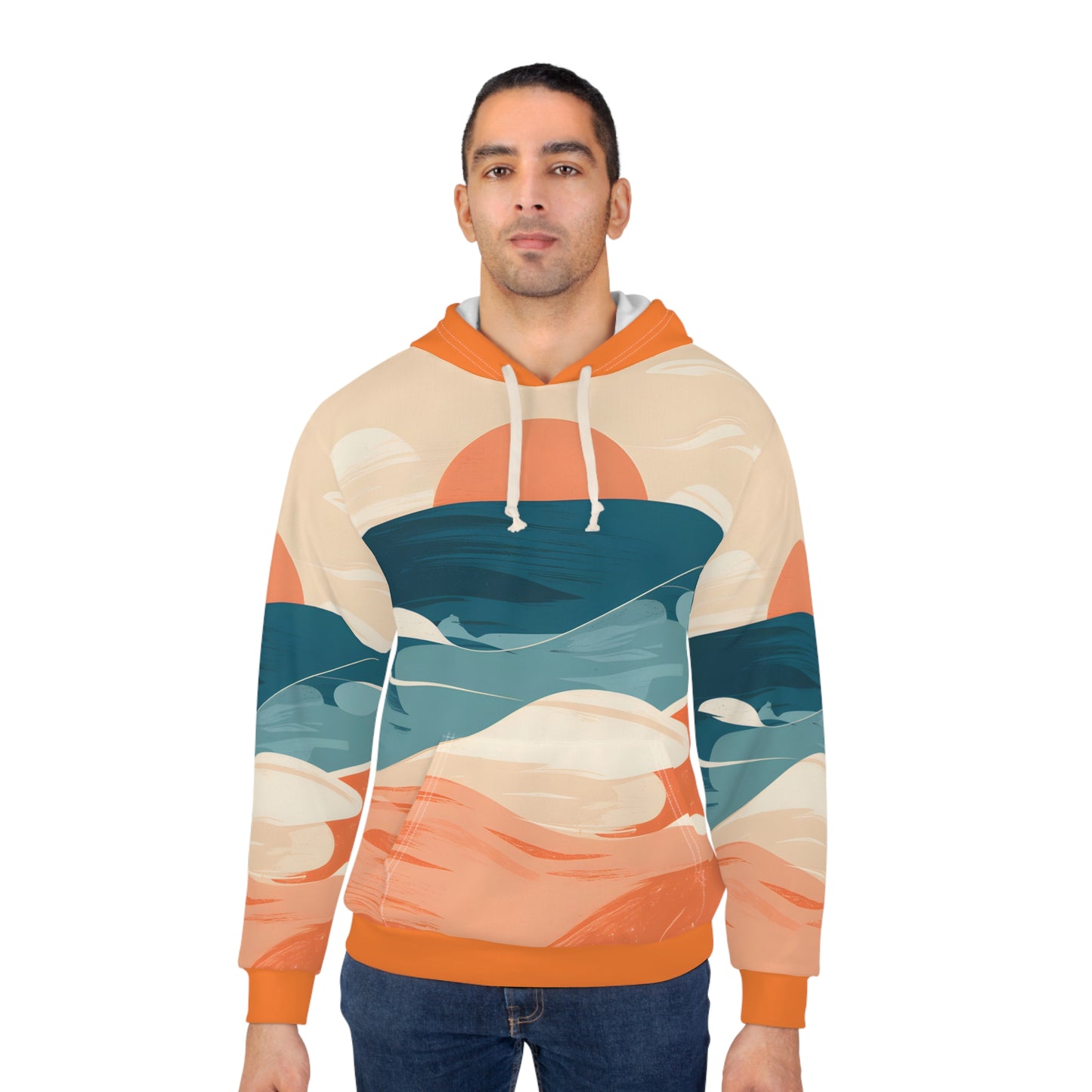 Beach Sunrise All Over Print Pullover Hoodie Outdoor Travel National Parks