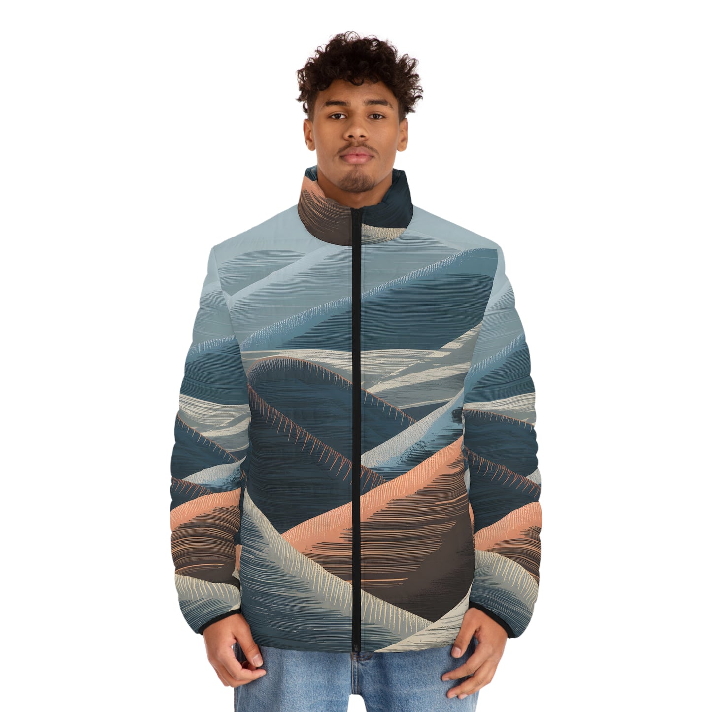 Muted Divide Puffer Jacket Stylish Outdoor Warm Winter Comfortable Full Zip