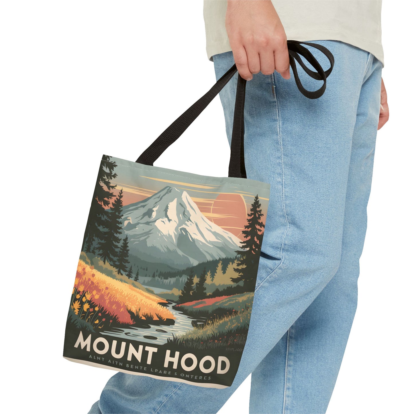 Mount Hood All Over Print Tote Bag Scenic Mountain Landscape Nature Lover Gift