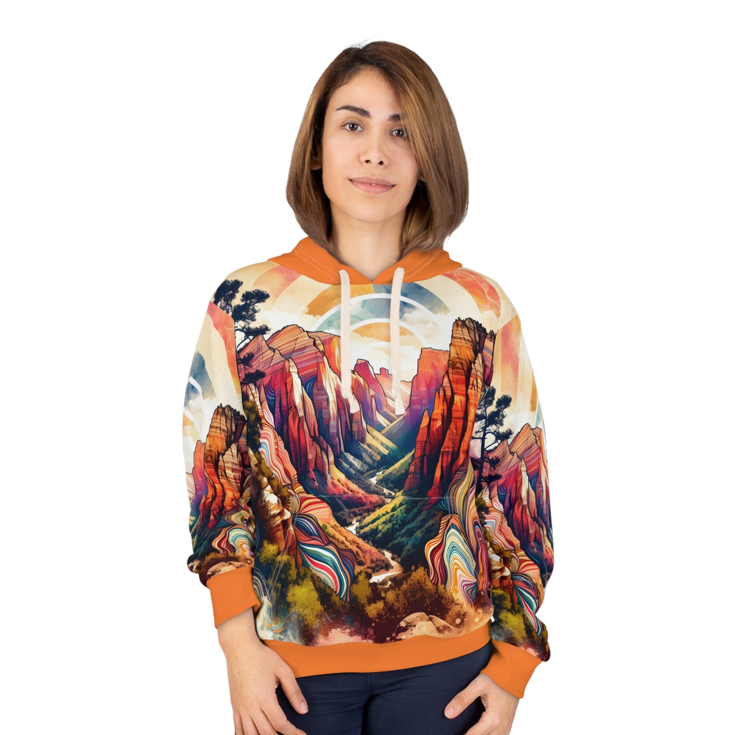 Angels Landing All-Over Print Hoodie Outdoor Adventure Apparel Travel Wear