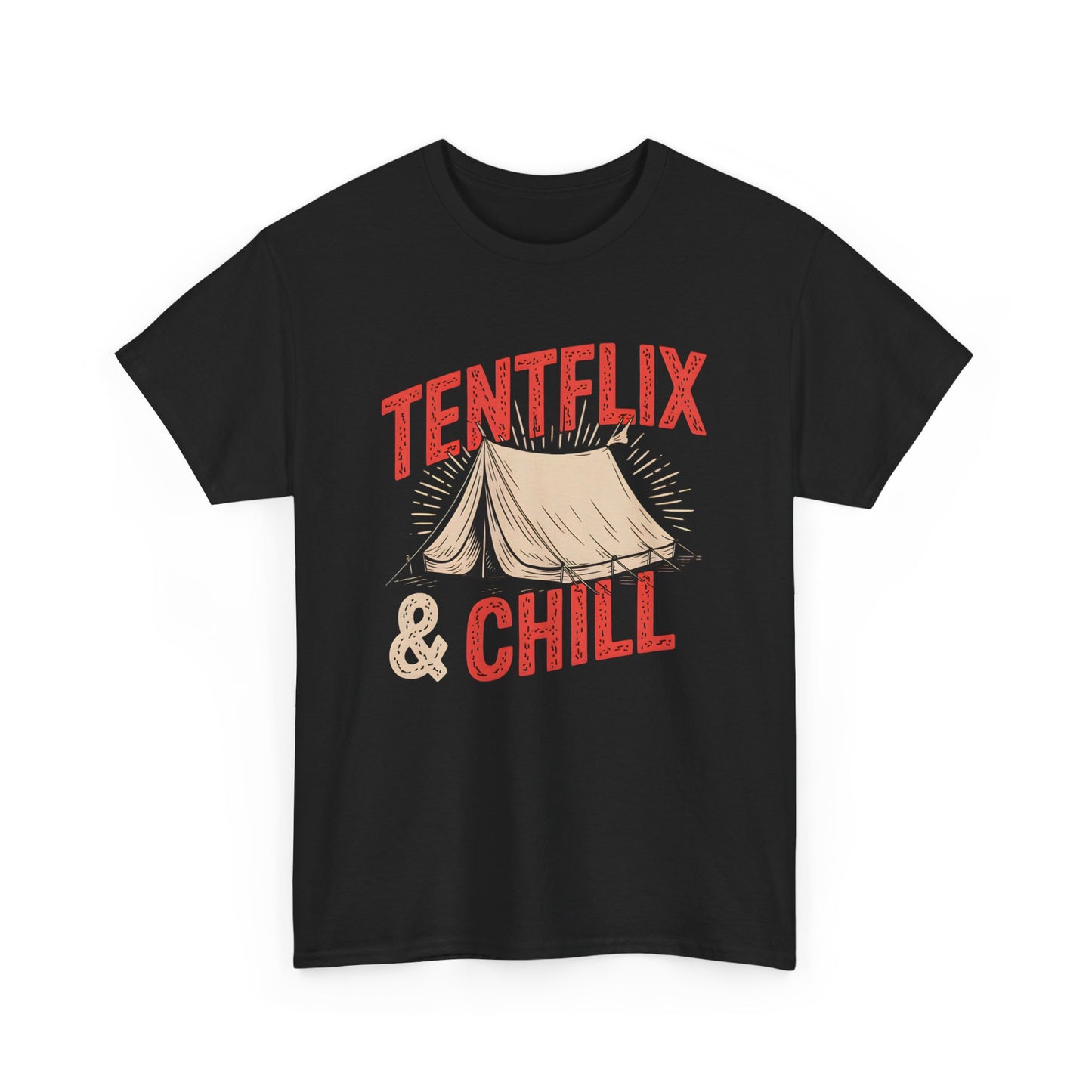 Camping Tentflix and Chill T-Shirt for Outdoor Movie Lovers Short Sleeve Unisex