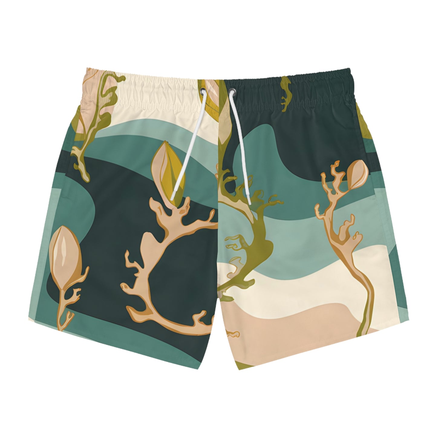 Kelp Line Men’s Swim Trunks Quick Dry Beach Shorts Ocean Print Surf Summer