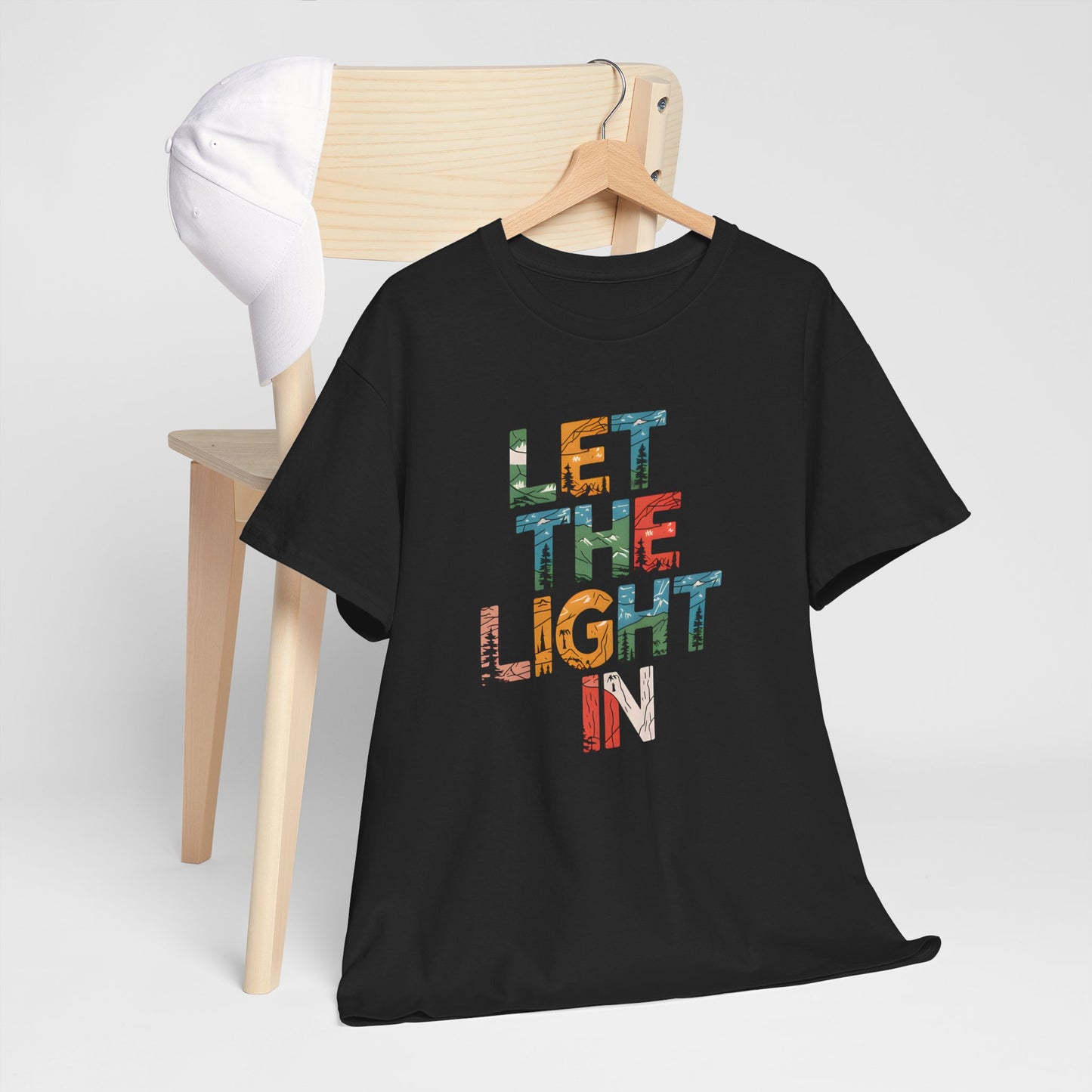Let the Light In Mountain Nature Graphic Tee Shirt Unisex Short Sleeve Casual