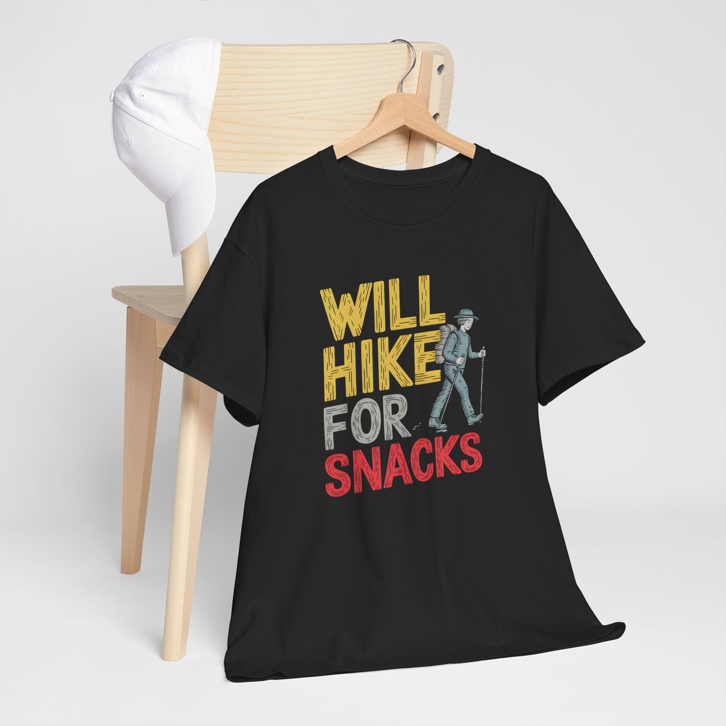 Will Hike For Snacks Hiking T-Shirt Outdoor Adventure Short Sleeve Apparel