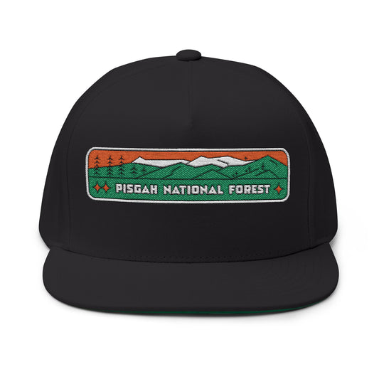 Pisgah National Forest Flat Bill Hat Outdoor Nature Adventure Apparel Casual