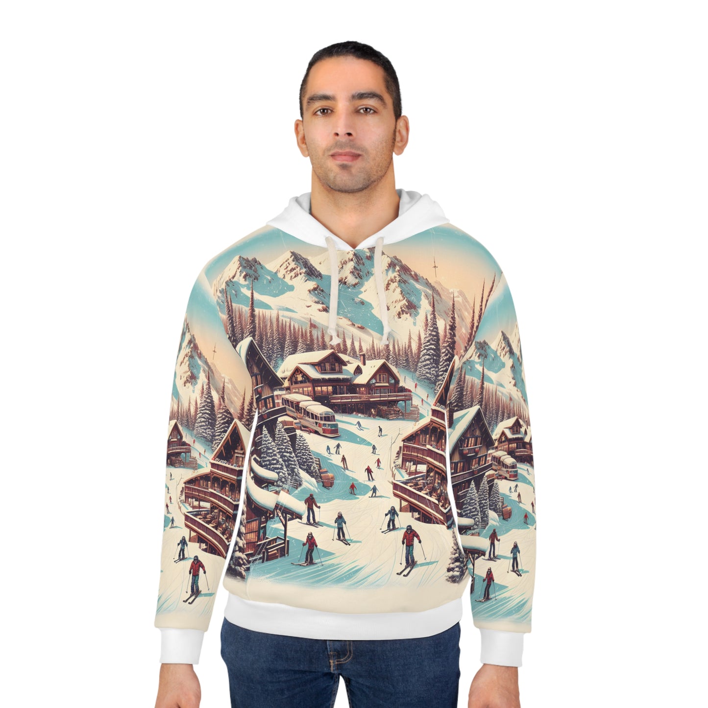 Heavenly California All Over Print Pullover Hoodie Ski Resort Outdoor Apparel