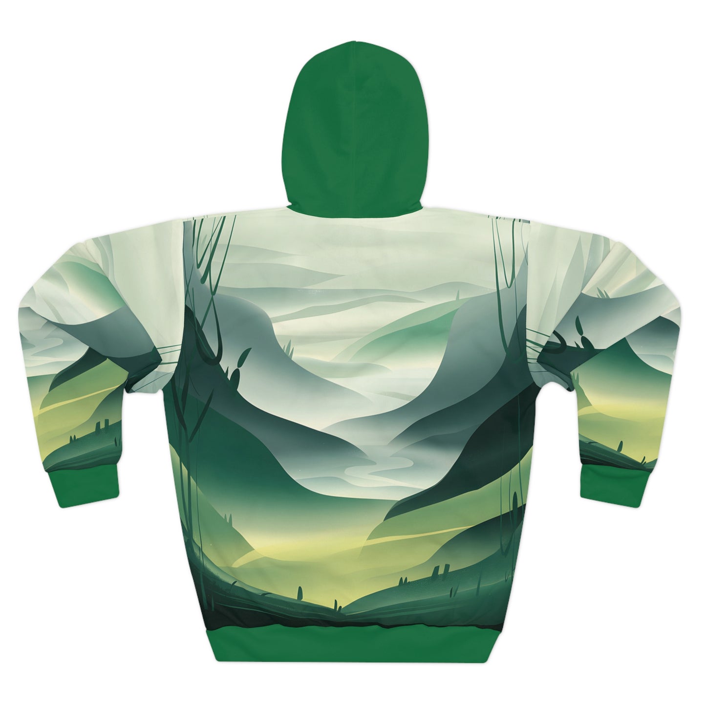 Misty Echoes Hoodie All Over Print Nature Landscape Pullover Forest Hiking