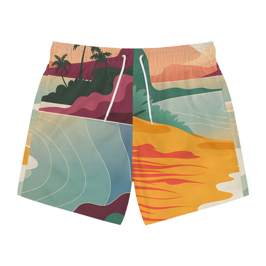 Mens Island Fade Swim Trunks Summer Beach Wear Swimsuit Shorts