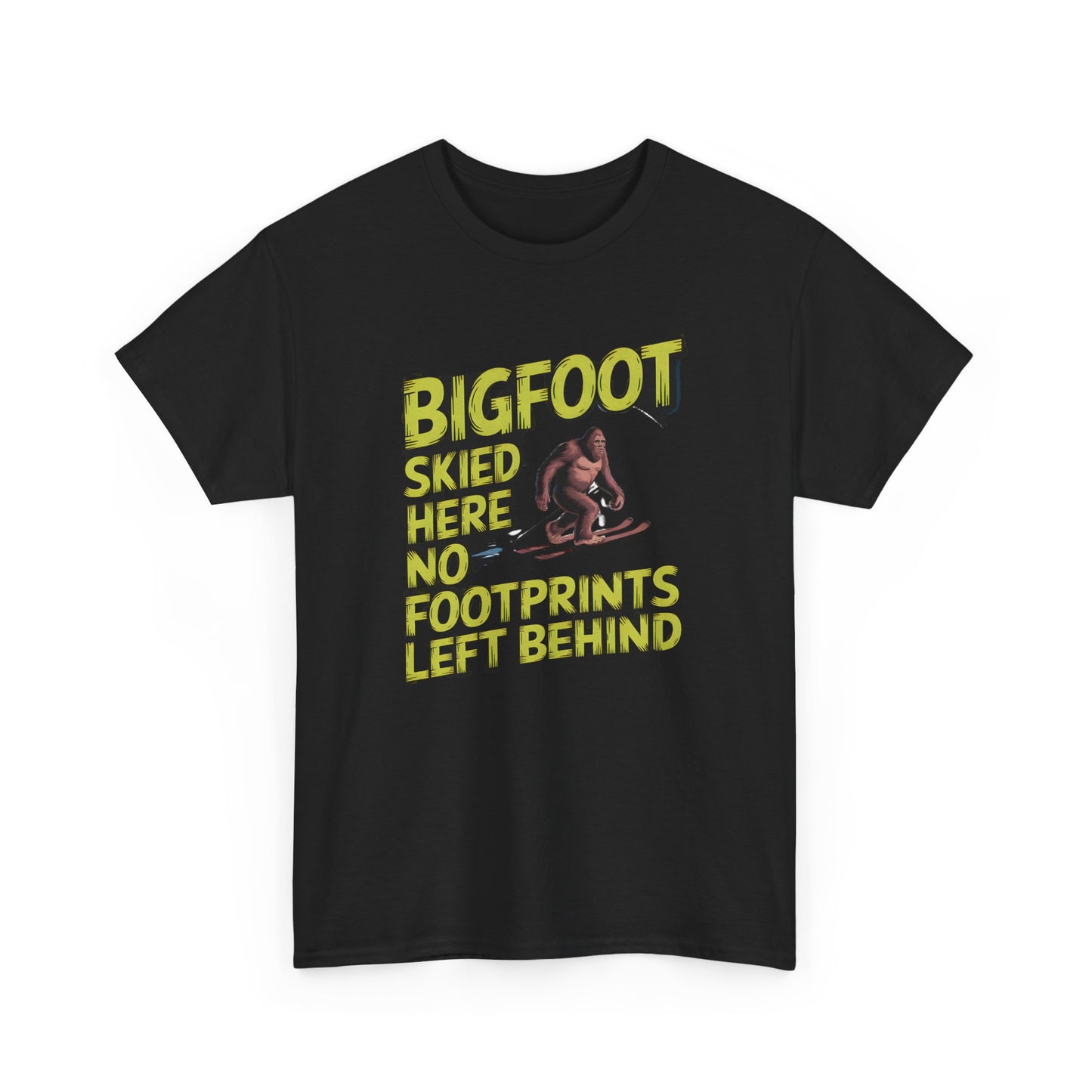 Bigfoot Skied Here Funny T-Shirt Sasquatch Skiing Snow Sports Apparel - T Shirt