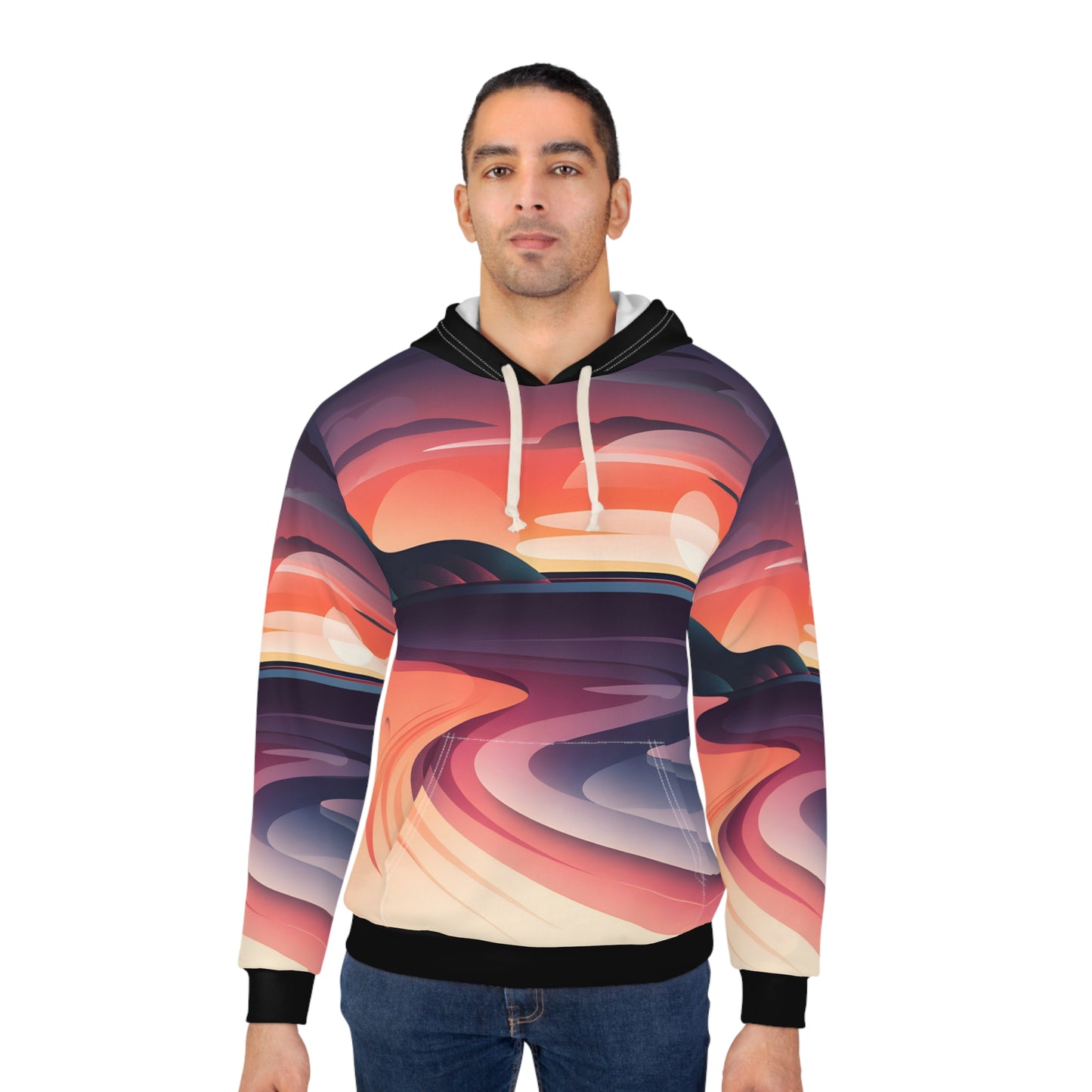 Dusky Horizon All Over Print Pullover Hoodie for Outdoor Adventures Travel Wear