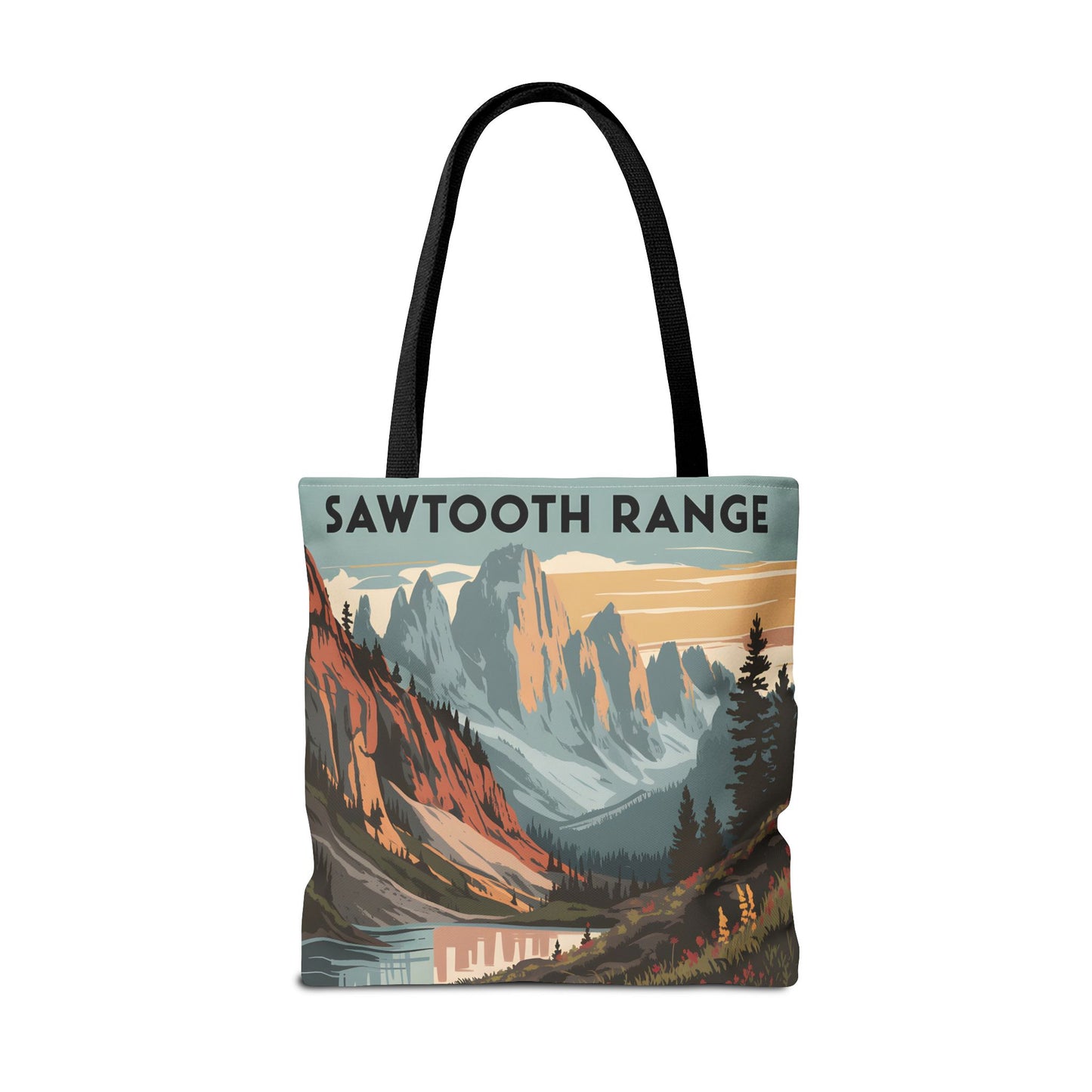 Sawtooth Range Mountains All Over Print Tote Bag Outdoor Adventure Eco-Friendly