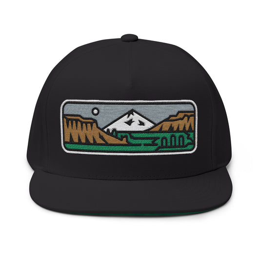 Mount Evans Colorado Flat Bill Cap, Outdoor Adventure Hat, Mountain Embroidered