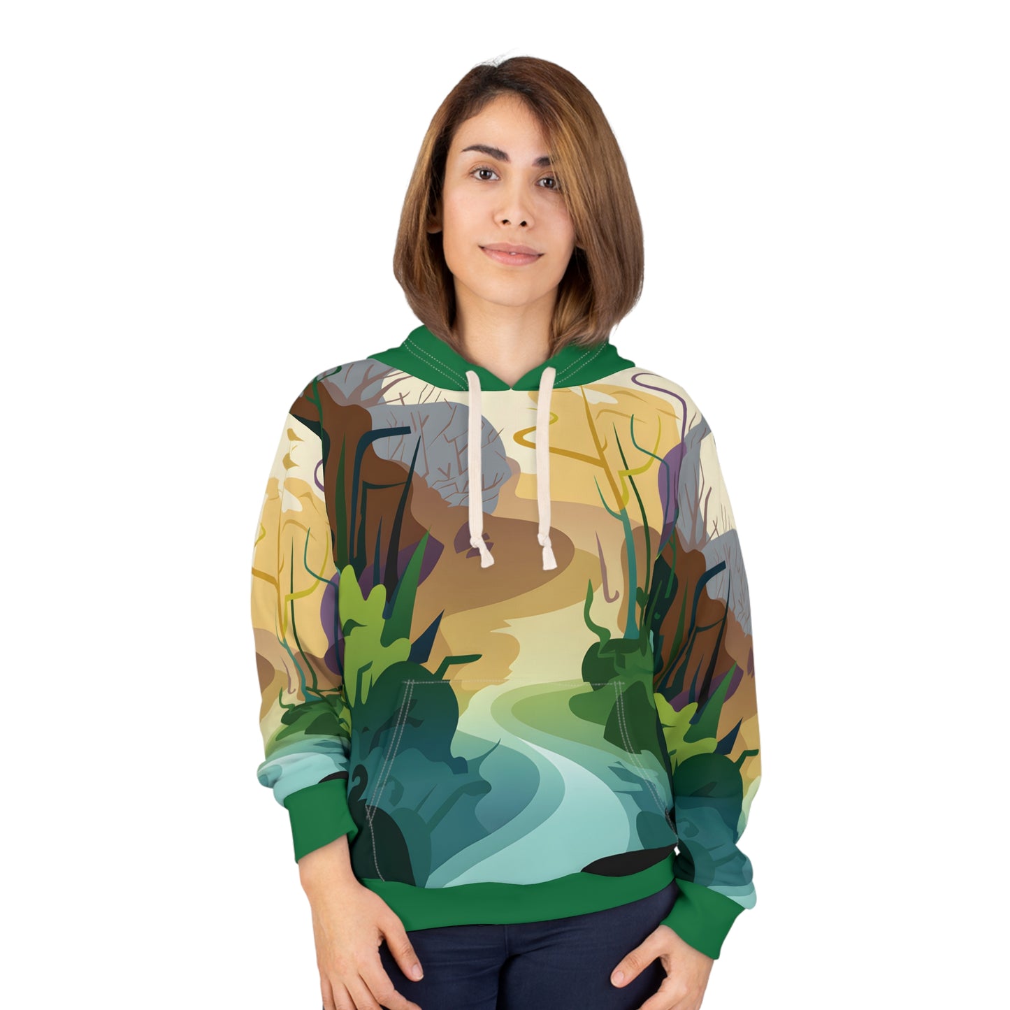 Lush Divide Hoodie All Over Print Forest Nature Graphic Pullover Outdoor Hiking
