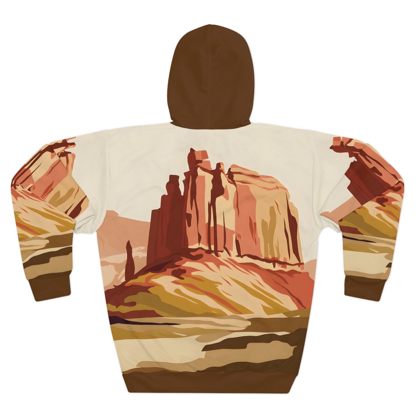 Windcarved Spire Hoodie All Over Print Desert Canyon Pullover Hiking Adventure