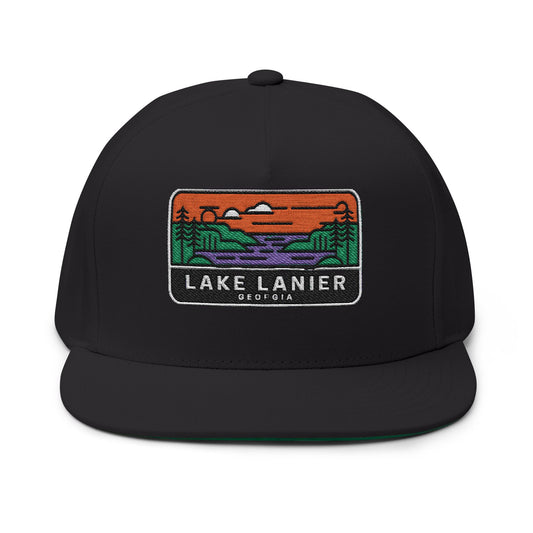 Lake Lanier Georgia Flat Bill Hat Outdoor Apparel Adjustable Snapback Cap