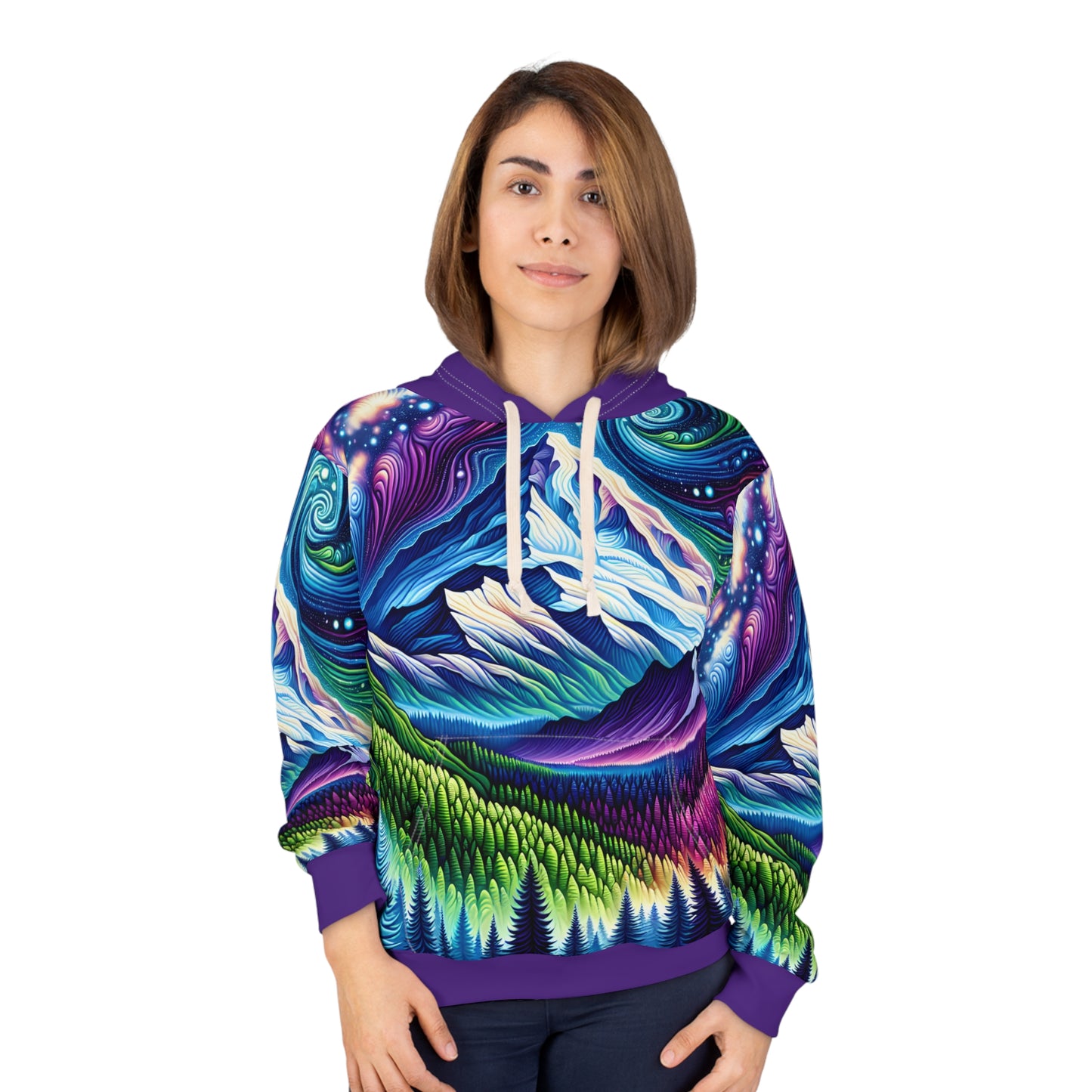 Mount Adams Hoodie All Over Print Nature Artwork Outdoor Apparel Casual Wear