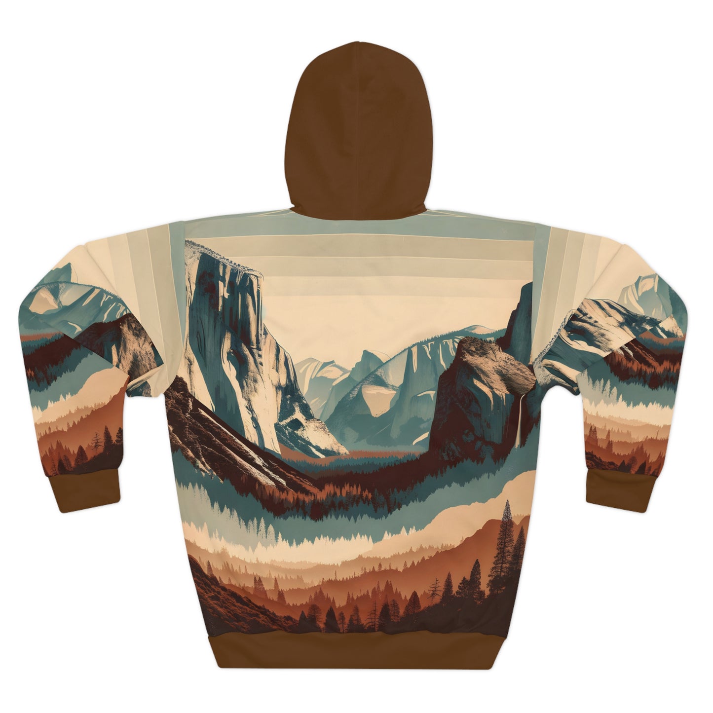 Yosemite Hoodie All Over Print Pullover Vintage Landscape Mountain Desert Scene
