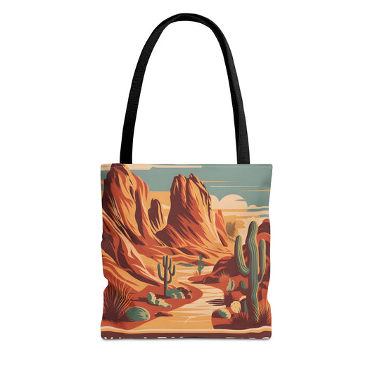 Valley of Fire All Over Print Tote Bag Desert Landscape Cactus Eco-Friendly