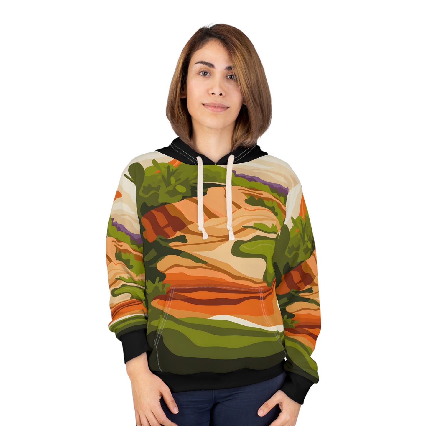 Lush Mesa Art All-Over Print Hoodie Outdoor Travel Apparel for Adventurers Wear