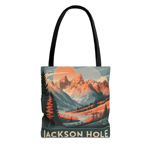 Jackson Hole Vintage Mountains Tote Bag Nature Print Gift Wyoming Travel Outdoor