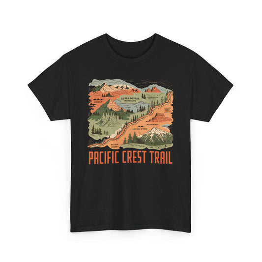 Pacific Crest Trail T-Shirt Map Graphic Tee Hiking Adventure Outdoor Apparel