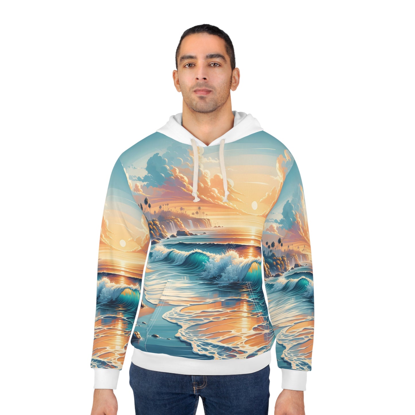 Sunset Beach Hoodie Unisex Pullover Laguna Beach Ocean Waves Coastal Vibes
