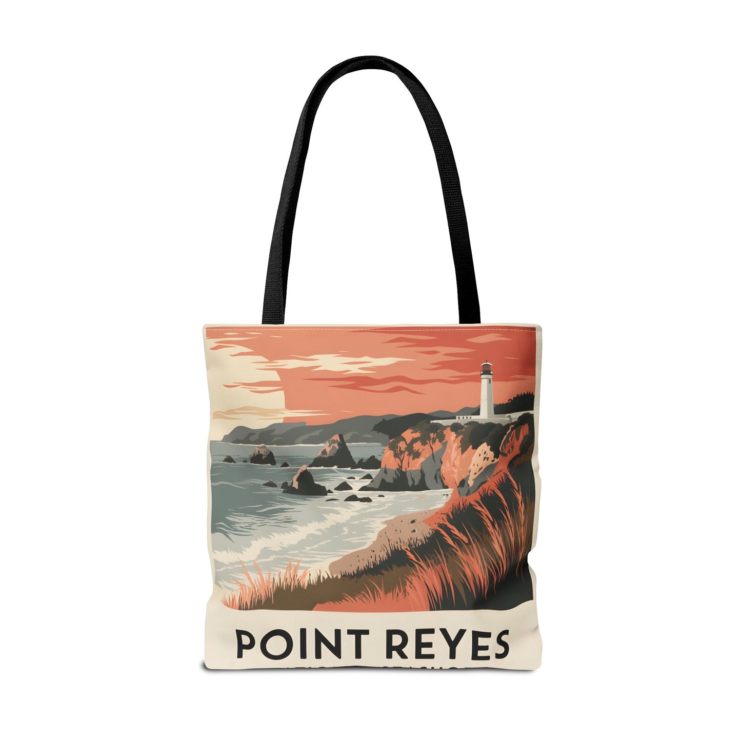 Point Reyes Tote Bag All Over Print Coastal Lighthouse National Park Style