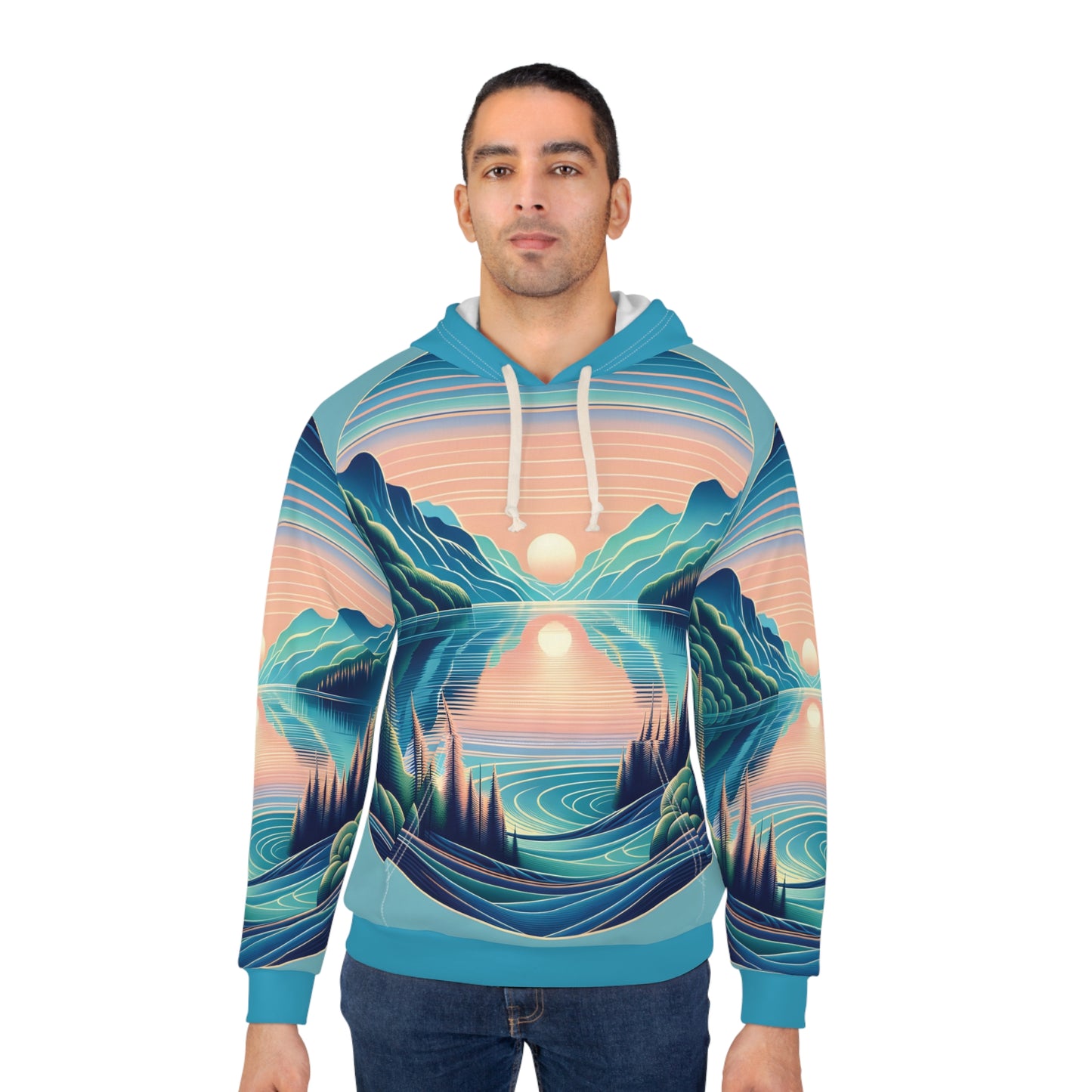 Flathead Lake Hoodie All Over Print Montana Nature Pullover Scenic Sunset