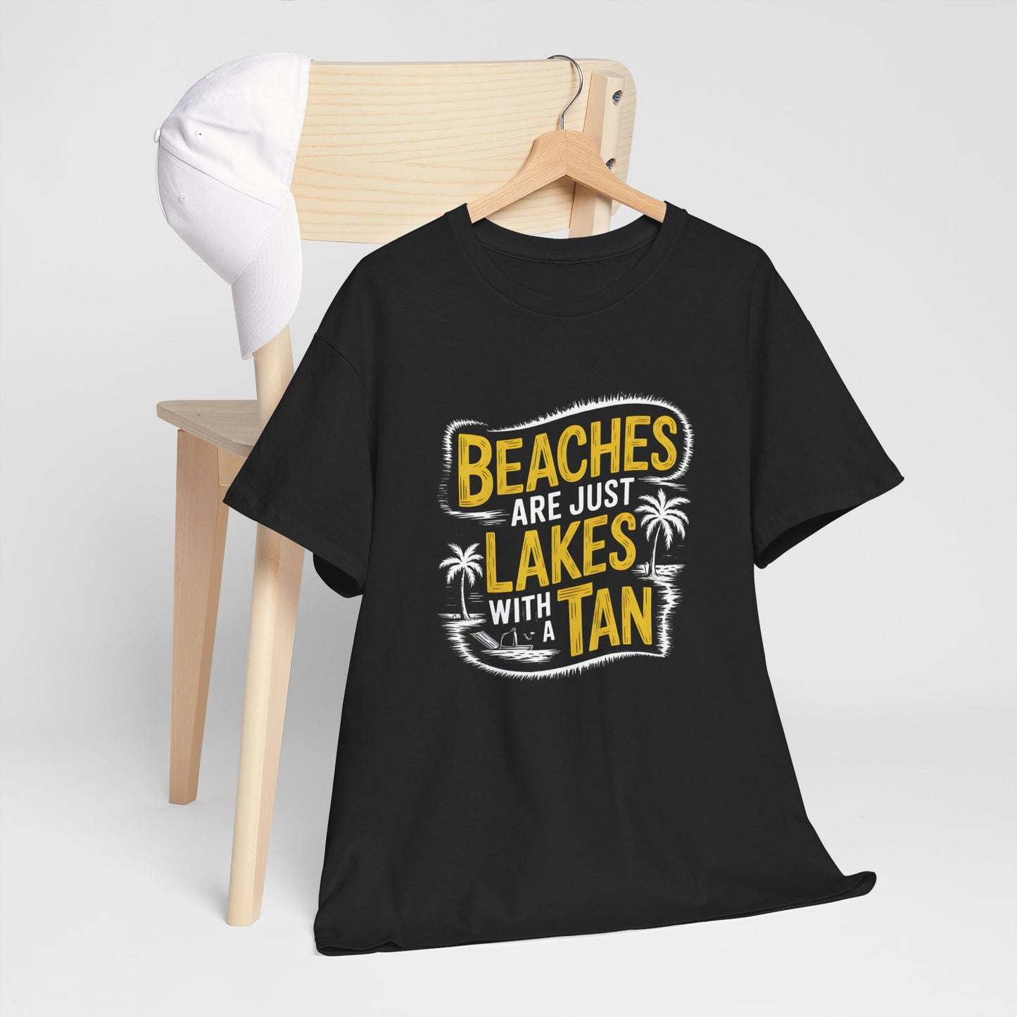 Beaches Are Just Lakes With a Tan T-Shirt Unisex Funny Summer Graphic Tee Black