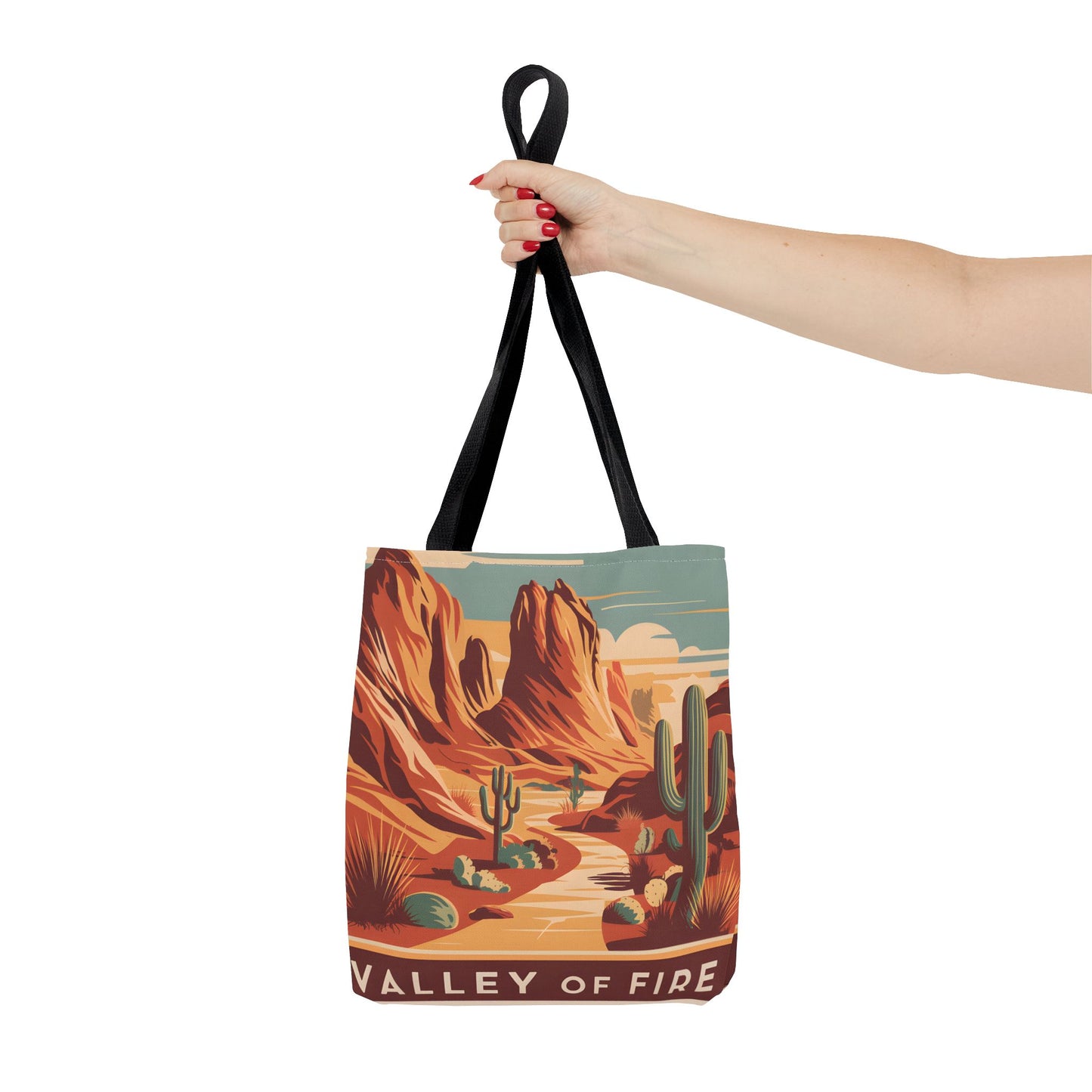 Valley of Fire All Over Print Tote Bag Desert Landscape Cactus Eco-Friendly
