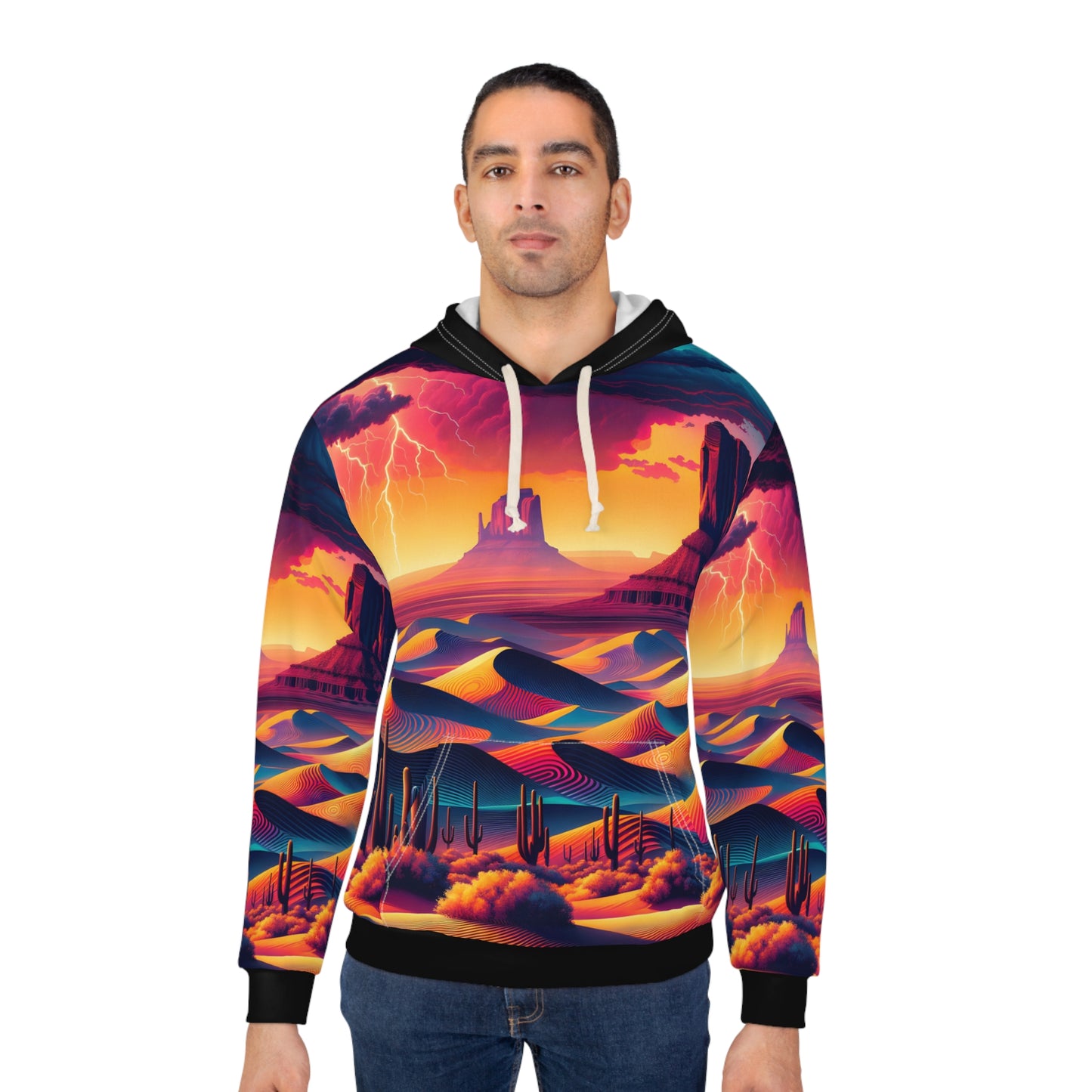 Vibrant Southwest Desert All-Over Print Hoodie with Abstract Patterns