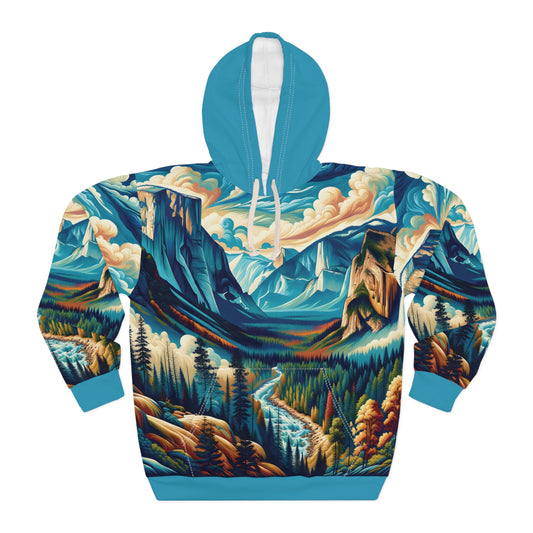 Smoky Mountains Hoodie All Over Print Pullover River Forest Scenic Nature Art
