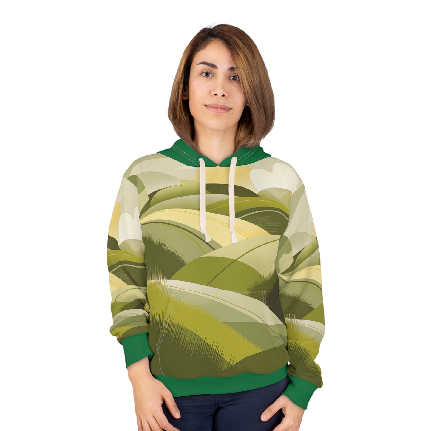 Rolling Hills Nature Design All Over Print Hoodie Outdoor Apparel Travel Wear