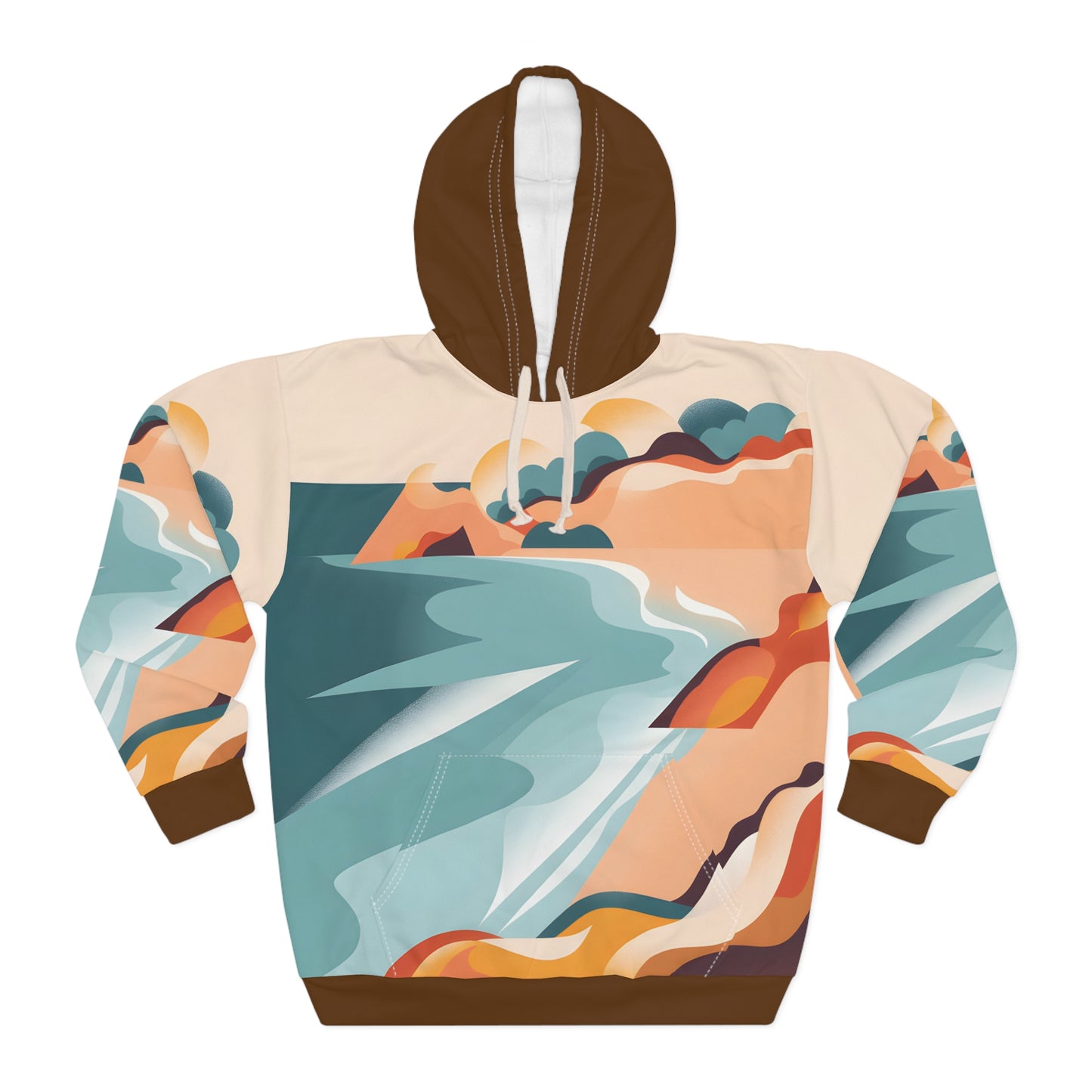 Sunwashed Point All-Over Print Hoodie for Outdoor Adventures Travel Casual Wear