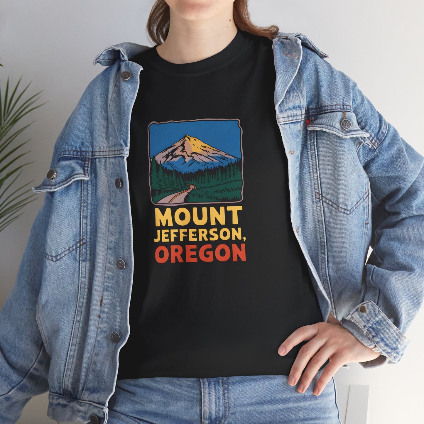 Mount Jefferson Oregon Vintage Mountain Art Graphic Short Sleeve T-Shirt