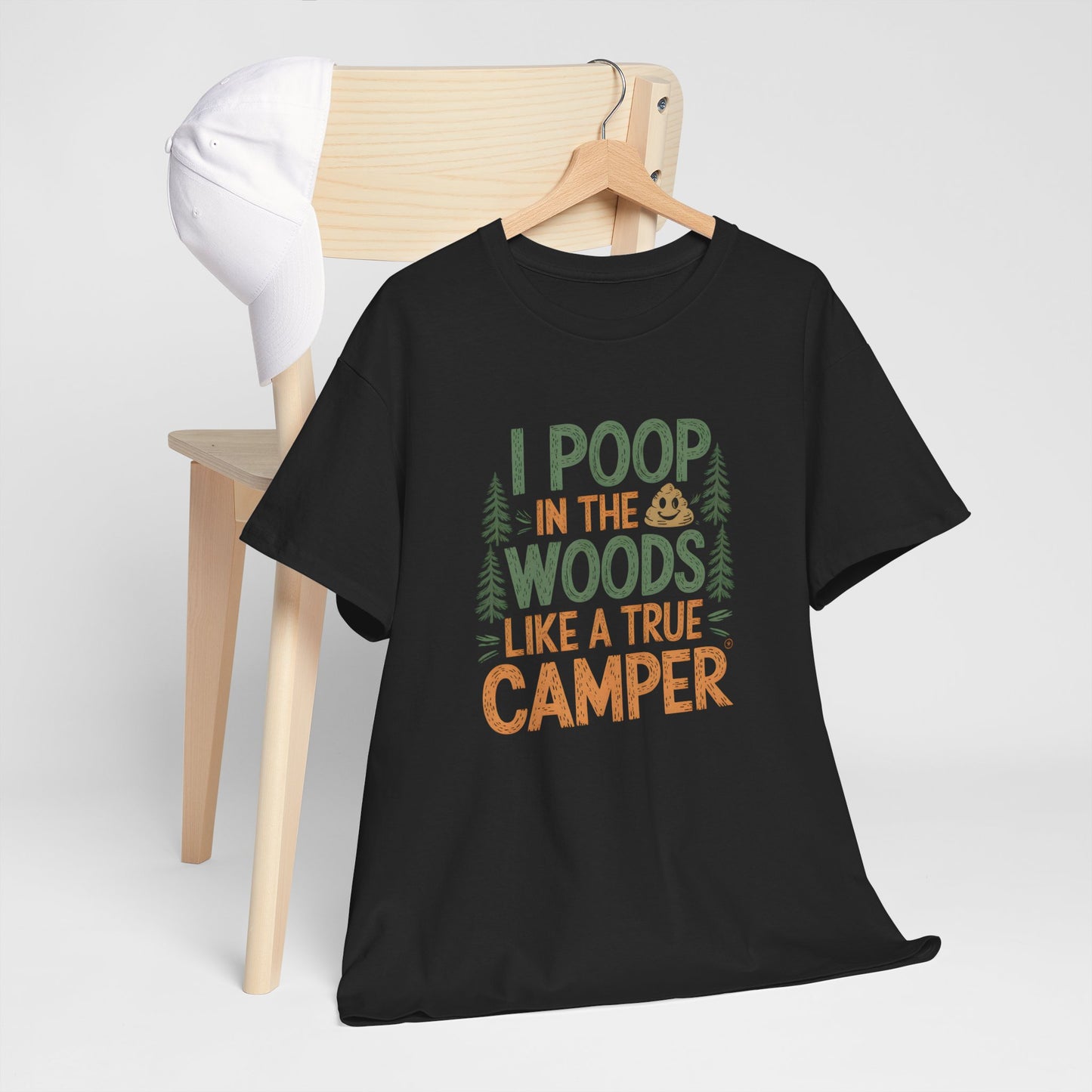 Funny Camping T-Shirt Camper Humor Tee Poop in Woods Outdoor Gift Hiker Joke
