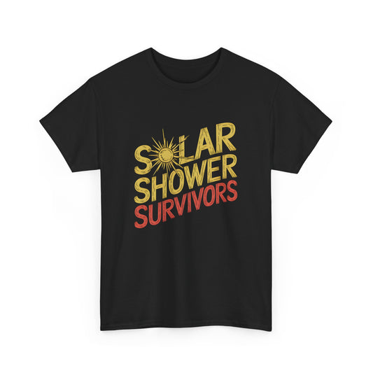 Solar Shower Survivors Camping Graphic Short Sleeve T Shirt Outdoor Casual Wear