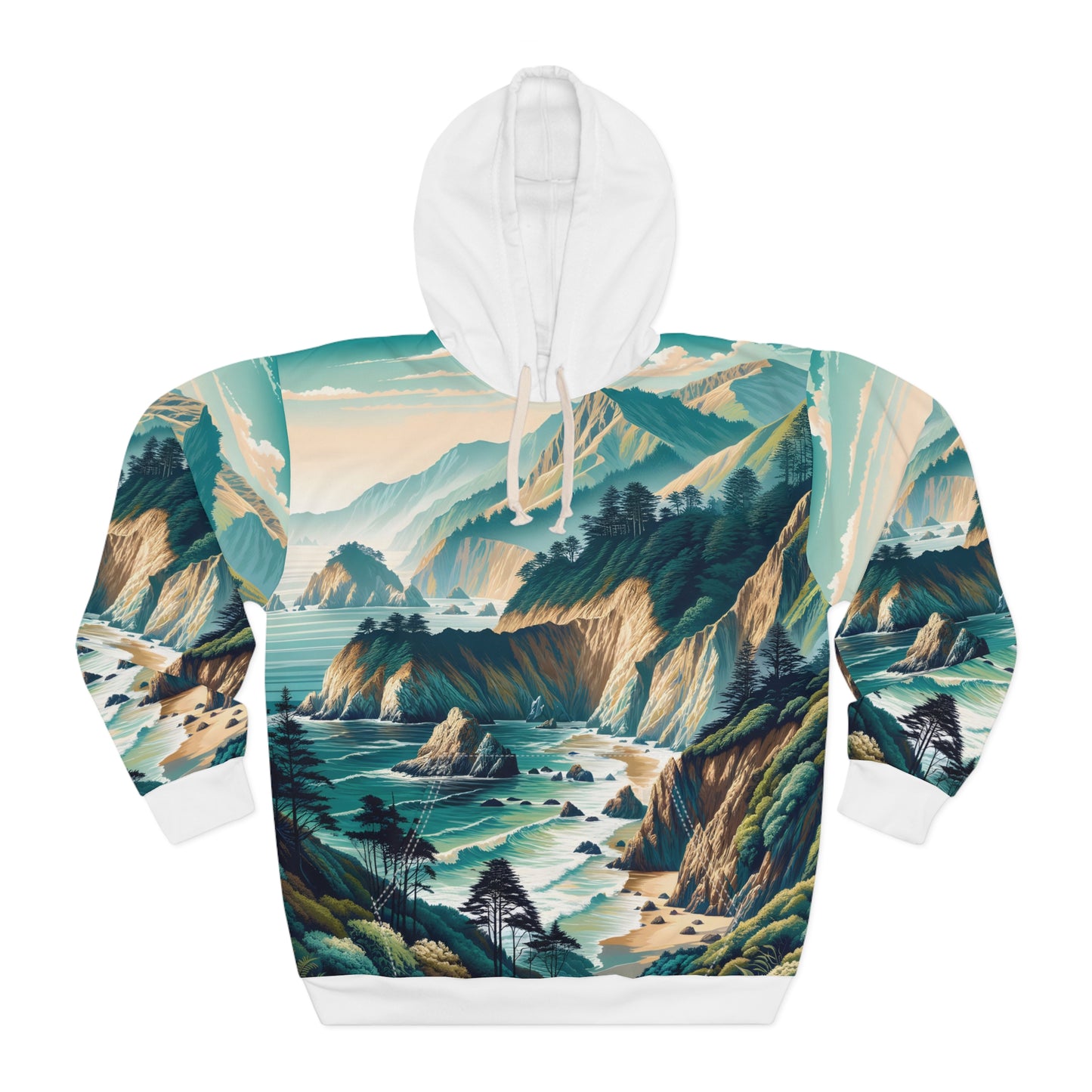 Big Sur Hoodie All Over Print Coastal Landscape Pullover Travel Adventure